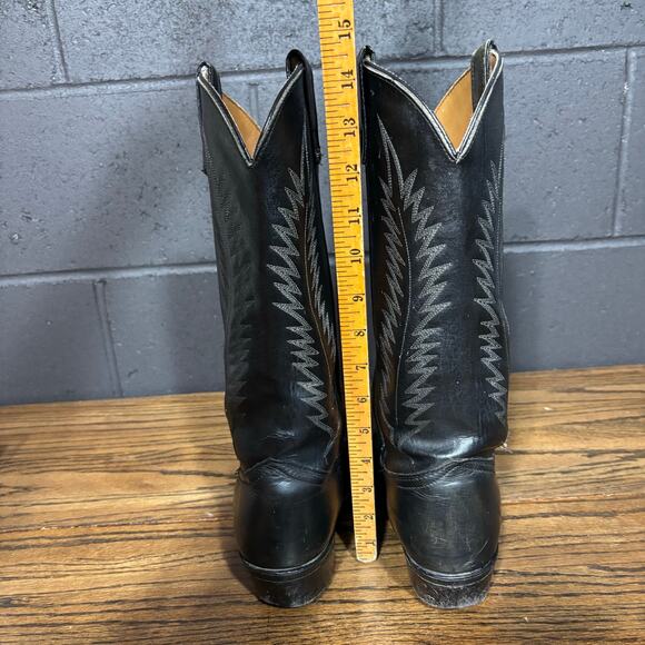 Vintage Texas Black Leather Cowboy Boots Women’s 6.5B Western Made in USA - Picture 7 of 8